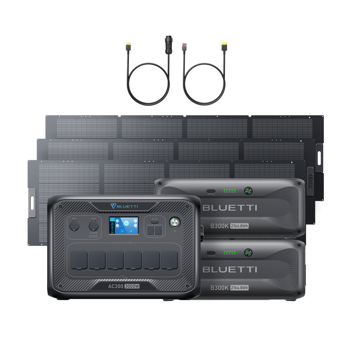 BLUETTI AC300+2*B300K+3*350W Solar+RV Cable | Home Battery Backup