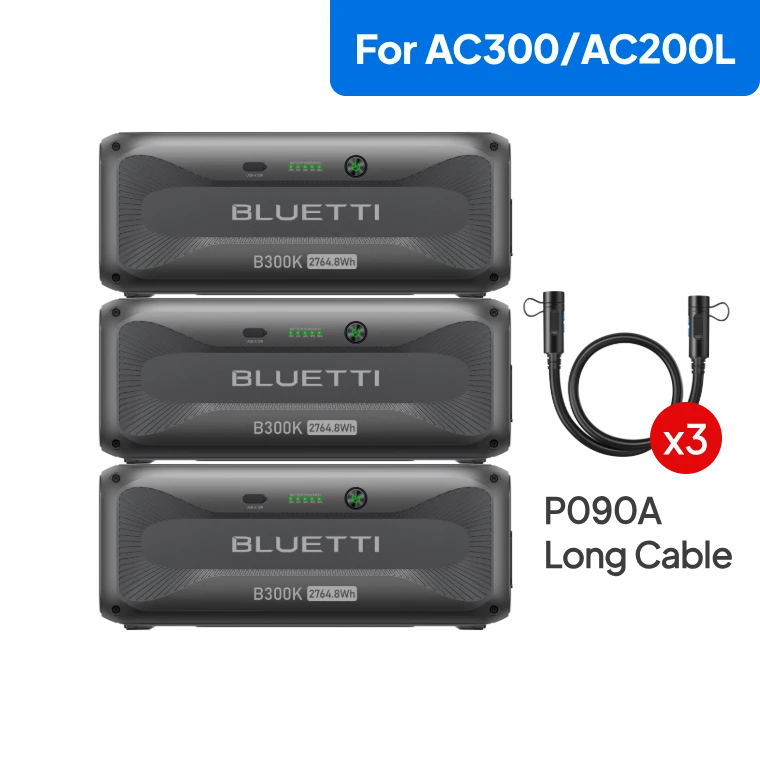 BLUETTI 3*B300K Expansion Battery(P090A Long Cable)  | 8,294.4Wh