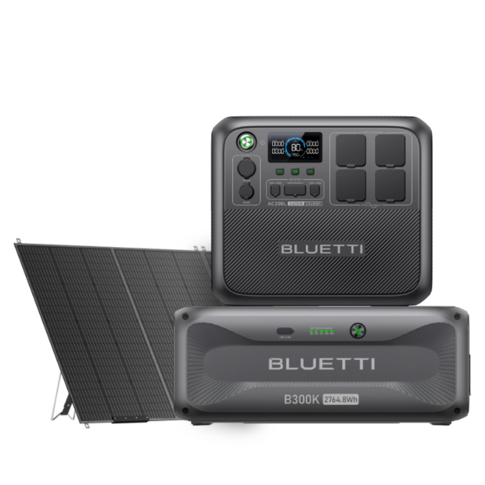 BLUETTI AC200L with B300K Battery and PV350S Solar Panel – Portable Solar Power Kit for Home or Camping