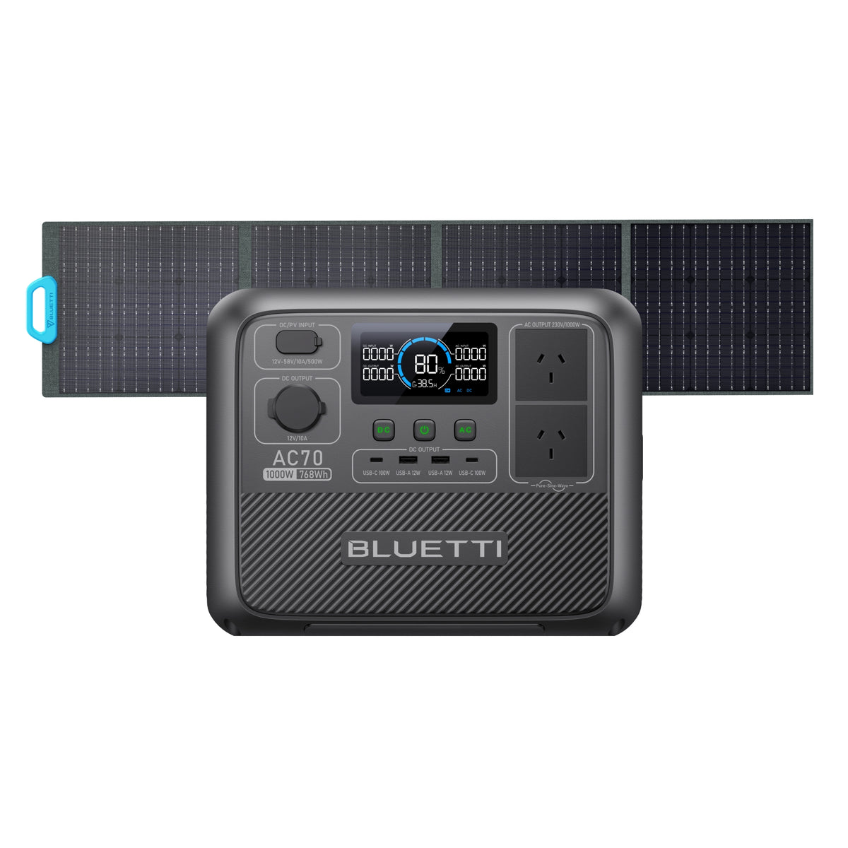 AC70 portable power station and 200W solar panel bundle for off-grid camping, 4WD trips, and backup power 