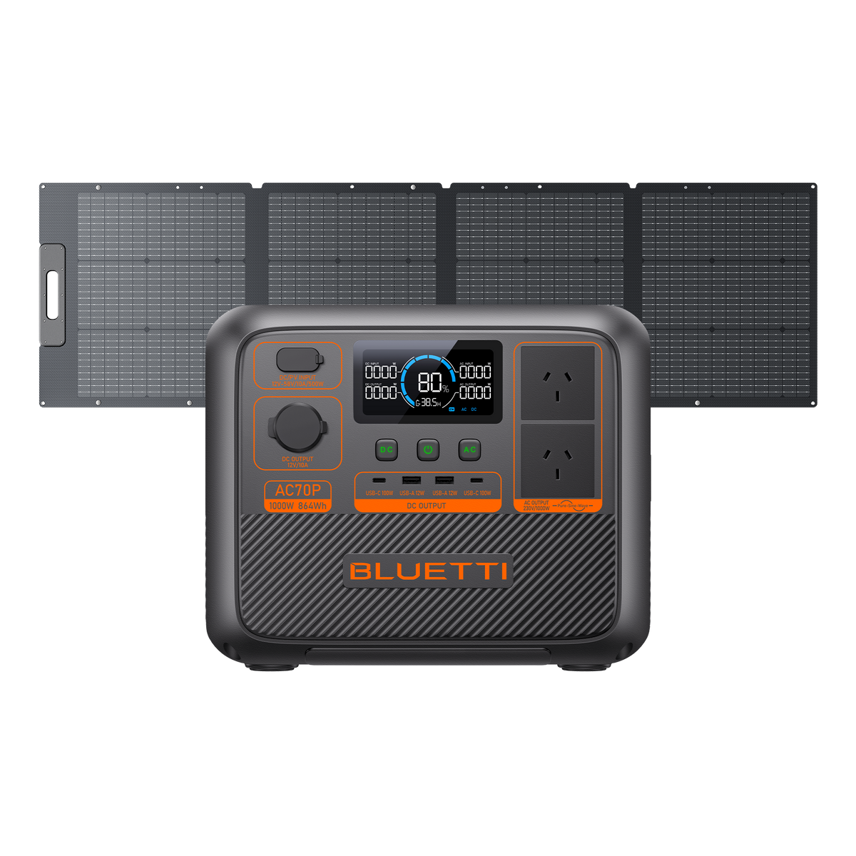 AC70P portable power station with 200W solar panel