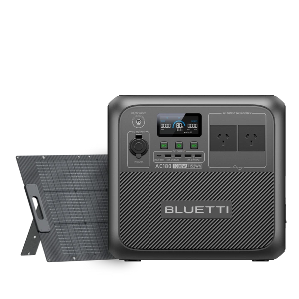 BLUETTI AC180 portable power station with 200W solar panel on sale
