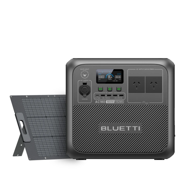 BLUETTI AC180 portable power station with 200W solar panel on sale