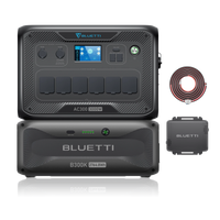 BLUETTI AC300 home backup power station with B300K battery and Charger 1, front view