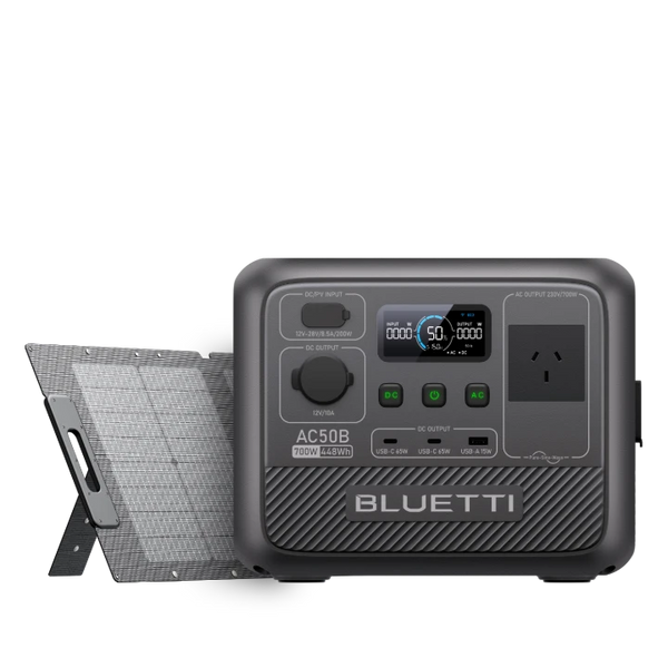 BLUETTI AC50B portable power station with 120W solar panel on sale