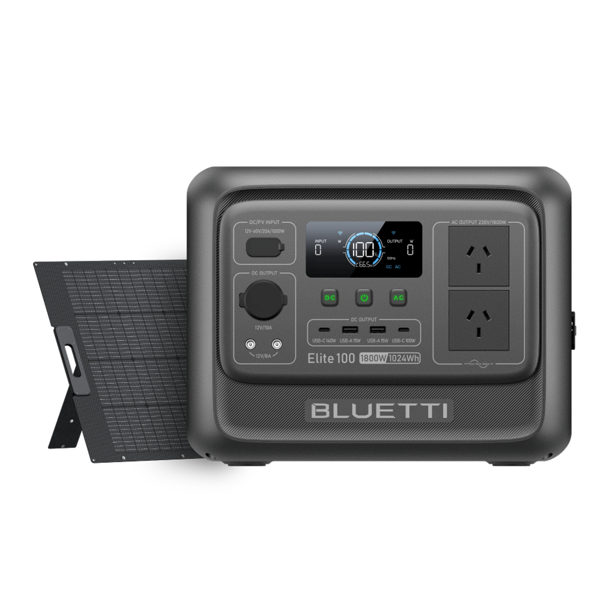 BLUETTI Elite 100 V2 solar generator combo with 350W solar panel