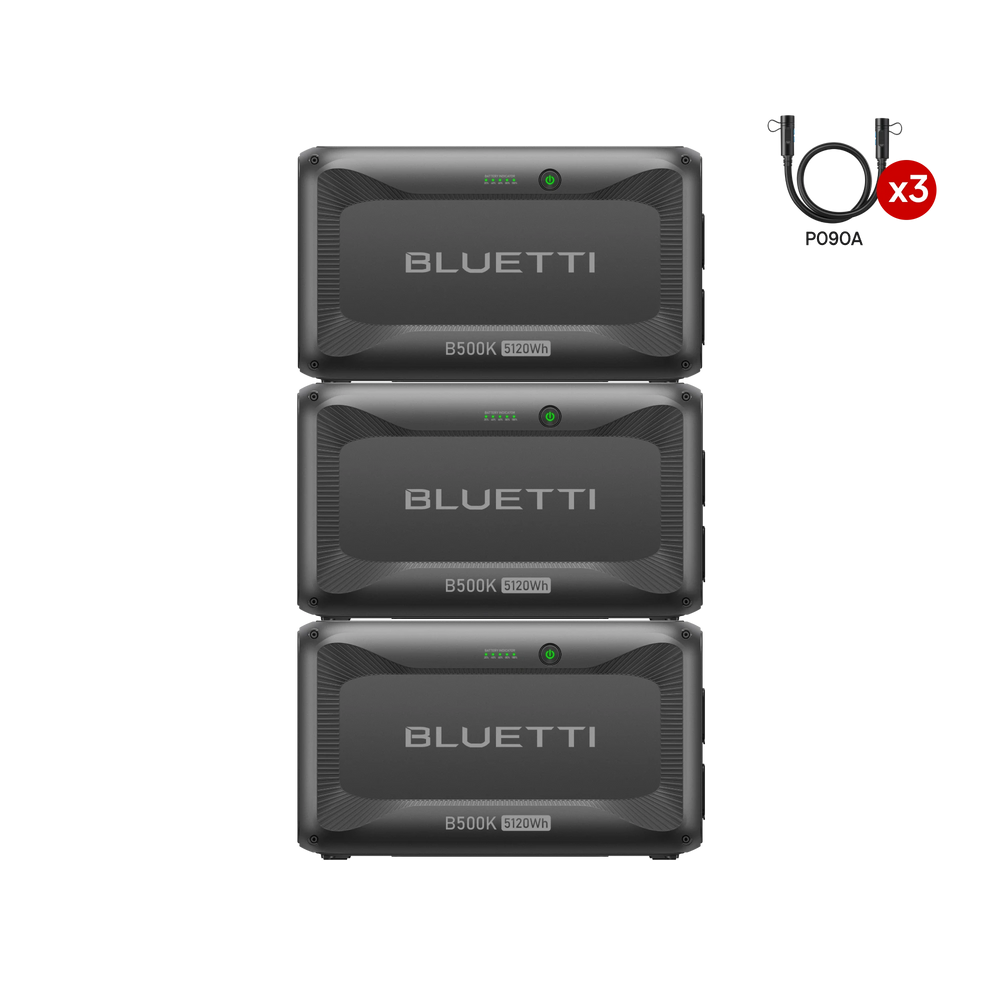 Triple BLUETTI B500K batteries with CA90 connection cable