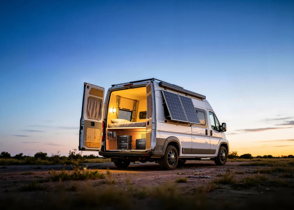 BLUETTI solar and vehicle charging setup for caravan trips Australia
